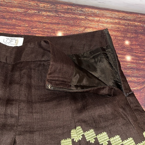 Loft Petites Linen Skirt Sz 4 Brown - Picture 4 of 4